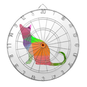 Kat Silhouette met laag poly Dartbord