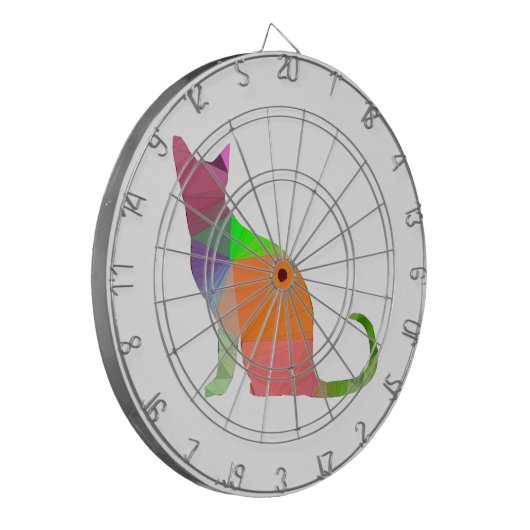 Kat Silhouette met laag poly Dartbord (Voorkant Links)