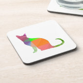 Kat Silhouette met laag poly Drankjes Onderzetter (Linkerzijde)