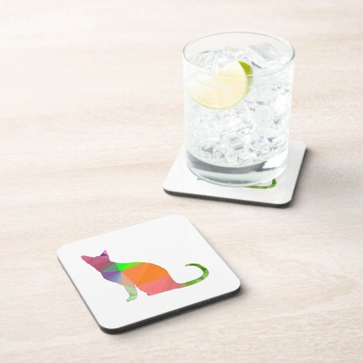 Kat Silhouette met laag poly Drankjes Onderzetter (Rechterzijde)