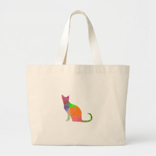 Kat Silhouette met laag poly Grote Tote Bag