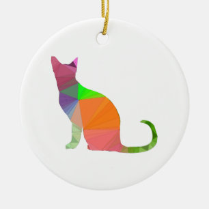 Kat Silhouette met laag poly Keramisch Ornament