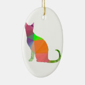 Kat Silhouette met laag poly Keramisch Ornament (Rechts)