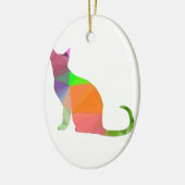 Kat Silhouette met laag poly Keramisch Ornament (Links)