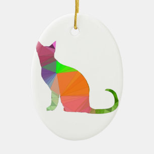 Kat Silhouette met laag poly Keramisch Ornament