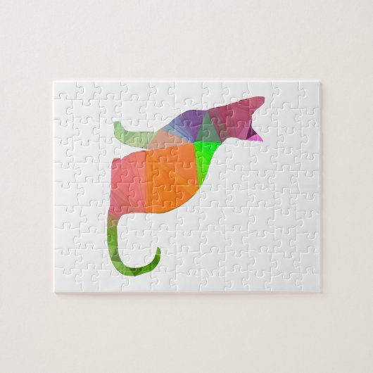 Kat Silhouette met laag poly Legpuzzel (Horizontaal)