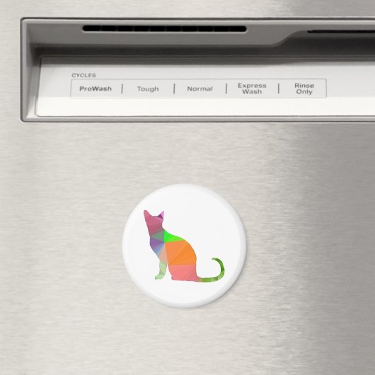 Kat Silhouette met laag poly Magneet (Insitu (Vaatwasser))