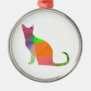 Kat Silhouette met laag poly Metalen Ornament