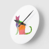 Kat Silhouette met laag poly Ronde Klok (Hoek)