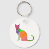 Kat Silhouette met laag poly Sleutelhanger (Voorkant)