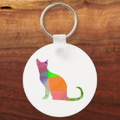 Kat Silhouette met laag poly Sleutelhanger (Voorkant)