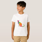 Kat Silhouette met laag poly T-shirt (Voorkant volledig)