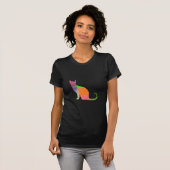 Kat Silhouette met laag poly T-shirt (Voorkant volledig)