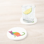 Kat Silhouette met laag poly Zandsteen Onderzetter (Zijkant)