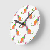 Kat Silhouette-patroon met laag poly Ronde Klok (Hoek)