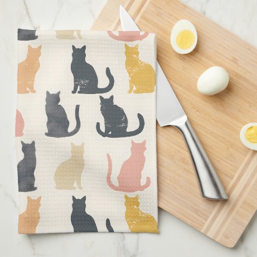 Kat Silhouetten Keuken Handdoek (Quarter Fold)