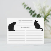 Kat Silhouettes Black en White Recipe Kaarten (Staand voorkant)