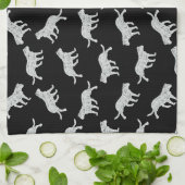 Kat Silhouettes Design Retro Kitten Art Black Theedoek (Gevouwen)