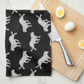 Kat Silhouettes Design Retro Kitten Art Black Theedoek (Quarter Fold)