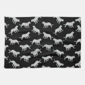 Kat Silhouettes Design Retro Kitten Art Black Theedoek (Horizontaal)
