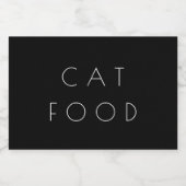 Kat Simplistic Black White Minimalist Pet Voedselcontainer Etiket (Enkel label)