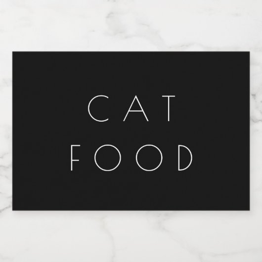 Kat Simplistic Black White Minimalist Pet Voedselcontainer Etiket (Enkel label)