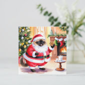 Kat Sinterklaas met gemberbrood Feestdagenkaart (Staand voorkant)