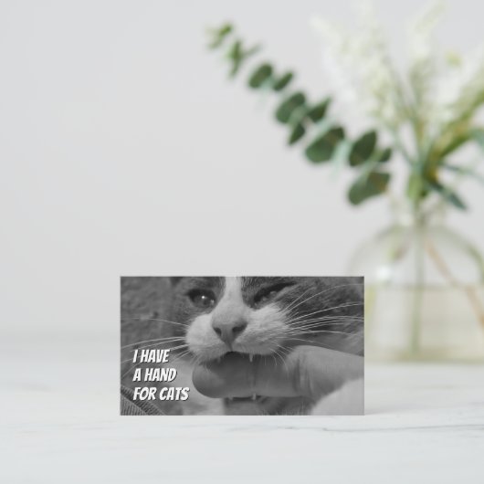 Kat-siters grappige thuiszorg visitekaartje (Staand voorkant)