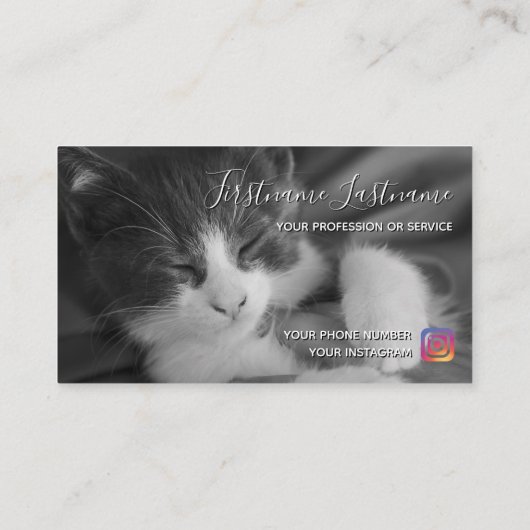 Kat-siters grappige thuiszorg visitekaartje (Achterkant)