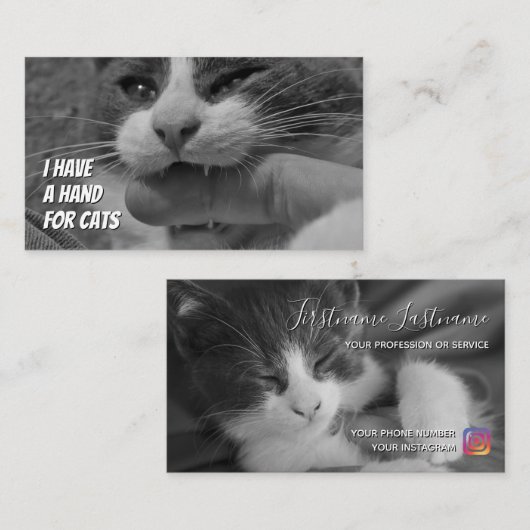 Kat-siters grappige thuiszorg visitekaartje (Voorkant / Achterkant)