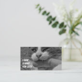 Kat-siters grappige thuiszorg visitekaartje (Staand voorkant)