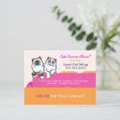 Kat Sitter Coupon Mailer en Ragdoll Couch Pink Briefkaart (Staand voorkant)