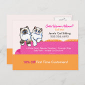Kat Sitter Coupon Mailer en Ragdoll Couch Pink Briefkaart (Voorkant / Achterkant)