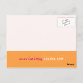 Kat Sitter Coupon Mailer en Ragdoll Couch Pink Briefkaart (Achterkant)