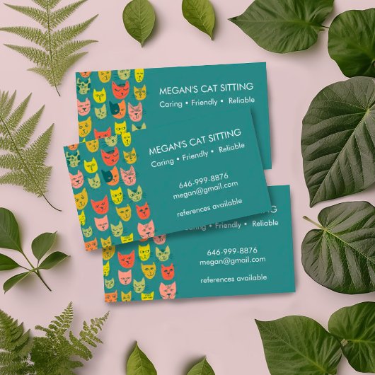 Kat Sitter Cute Colorful Funny Kittens Cats Vetten Visitekaartje