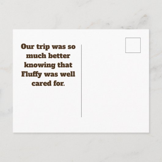 Kat Sitter Dank u huisdier zittende waardering Briefkaart (Achterkant)