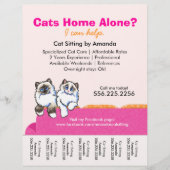 Kat Sitter en Ragdoll Roze Couche Scheurblad Flyer (Voorkant)