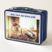 Kat Sitter Humor Metal Lunch Box (Achterkant)