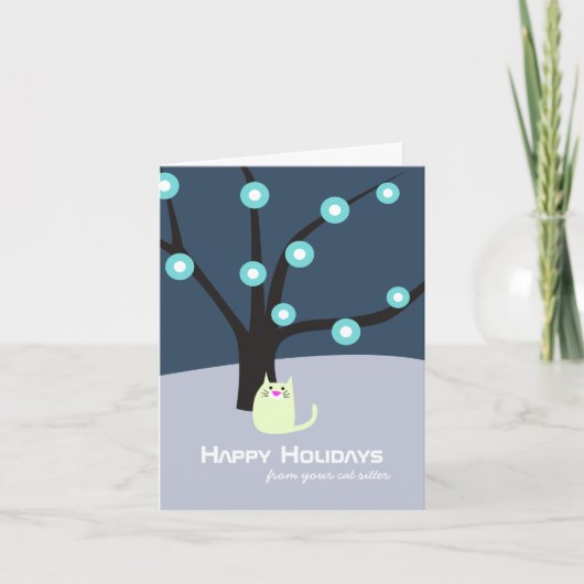 Kat Sitter's feestkaart Feestdagen Kaart (Voorkant)