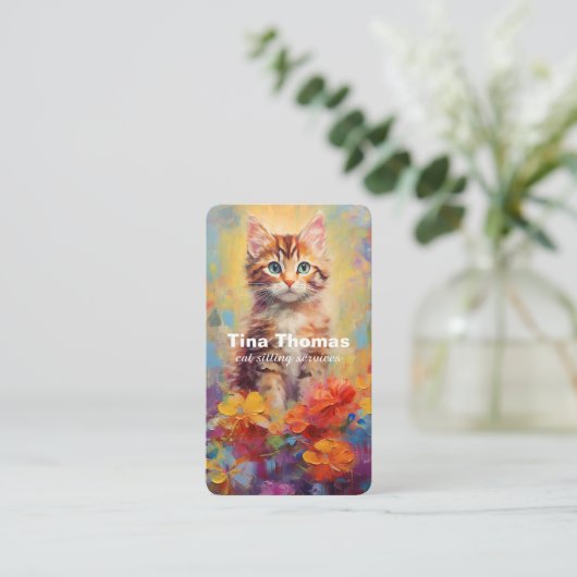 Kat Sitting Services Visitekaartje (Staand voorkant)