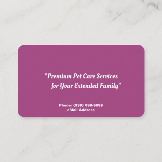 Kat Sitting Services Visitekaartje (Achterkant)