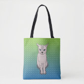 Kat Sitting Turquoise Canvas tas (Voorkant)