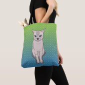 Kat Sitting Turquoise Canvas tas (Dichtbij)