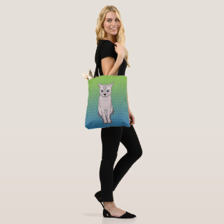 Kat Sitting Turquoise Canvas tas