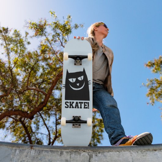 KAT SKATEBOARDS, ZWARTE KAT GRAPPIG PERSOONLIJK SKATEBOARD (Buiten 1)