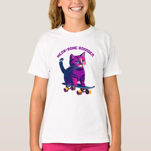 Kat Skater Skateboard T-Shirt (Voorkant)
