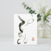 Kat Skedaddle, Sumi-e cat Briefkaart (Staand voorkant)