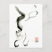Kat Skedaddle, Sumi-e cat Briefkaart (Voorkant)