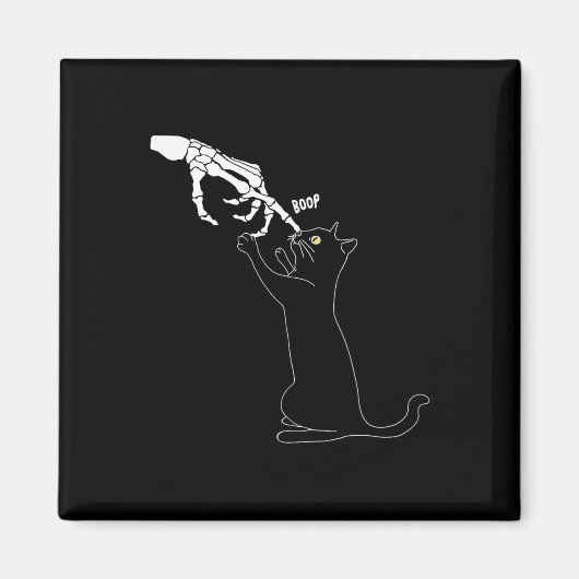 Kat Skeleton Hand Boop Kat Neus Grappig Halloween Magneet (Voorkant)