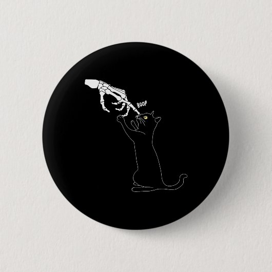 Kat Skeleton Hand Boop Kat Neus Grappig Halloween Ronde Button 5,7 Cm (Voorkant)